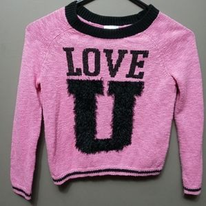Justice Brand Pink "Love U" Sweater Size 8 (girls)